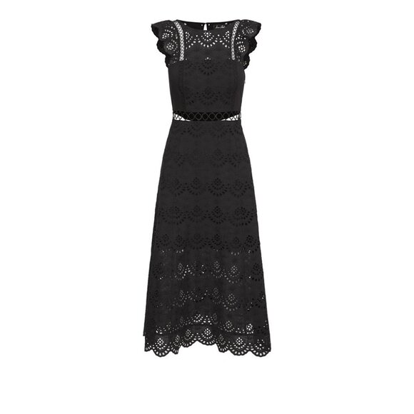 Sam Edelman Eyelet Midi Dress size 4 in black - Picture 1 of 5